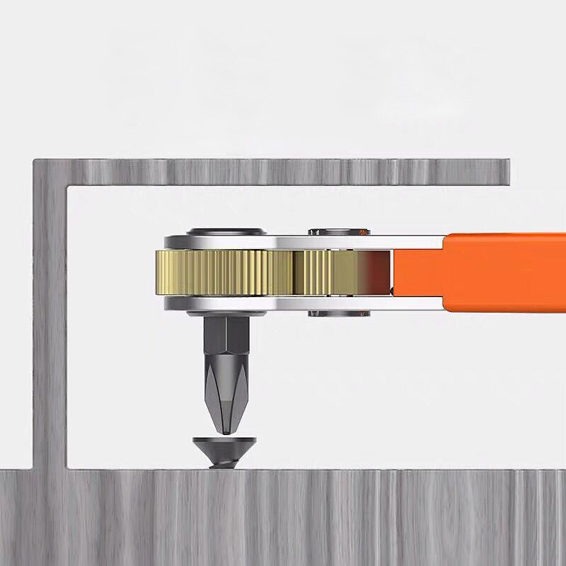 Two-way Orange Multifunctional Right-angle Ratchet Screwdriver Set Phillips Flat-blade Screwdriver Head Set2
