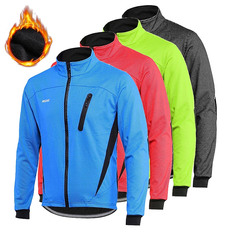 Arsuxeo Men's Cycling Jacket Winter Thermal Warm Windproof Breathable Waterproof Zipper Bike Windbreaker Winter Jacket Mountain Bike MTB Road Bike Cycling City Bike Cycling Black / Orange Black Light2