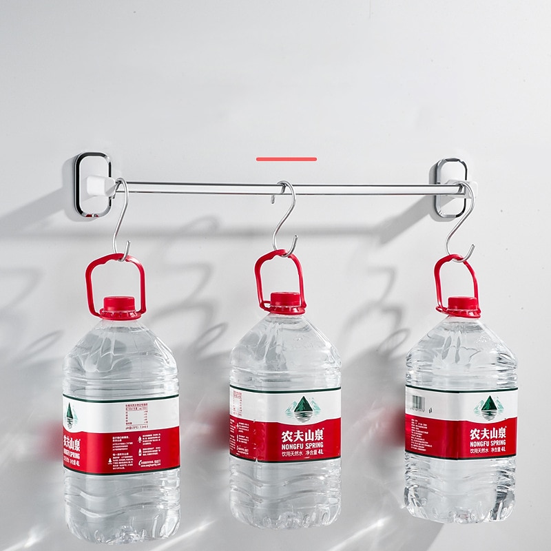 Towel Rack Stainless Steel Self-adhesive Bathroom Suction Cup Bathroom Hanger Toilet Hanger Plastic Wall Suction Single Bar Towel Bar Hole Free3