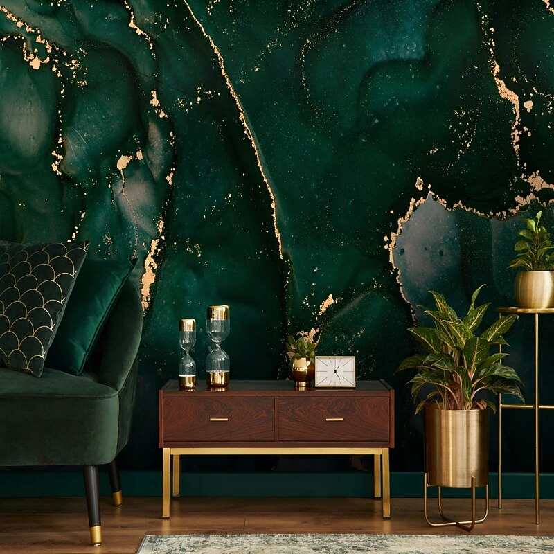 Cool Wallpapers Wall Mural Abstract Marble Green Wall Covering Sticker Peel and Stick Removable PVC/Vinyl Material Self Adhesive/Adhesive Required Wall Decor for Living Room Kitchen Bathroom4