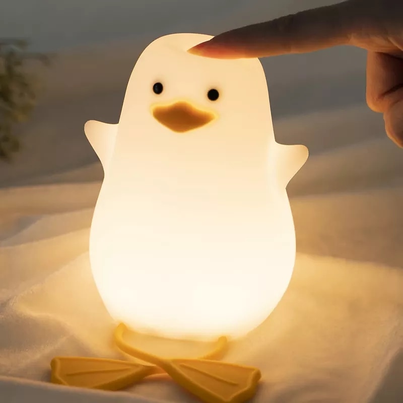 Duck LED Night Lights Cute Silicone Lamp Rechargeable USB Sensor Timing Bedside Lamp For Bedroom Kids Gift