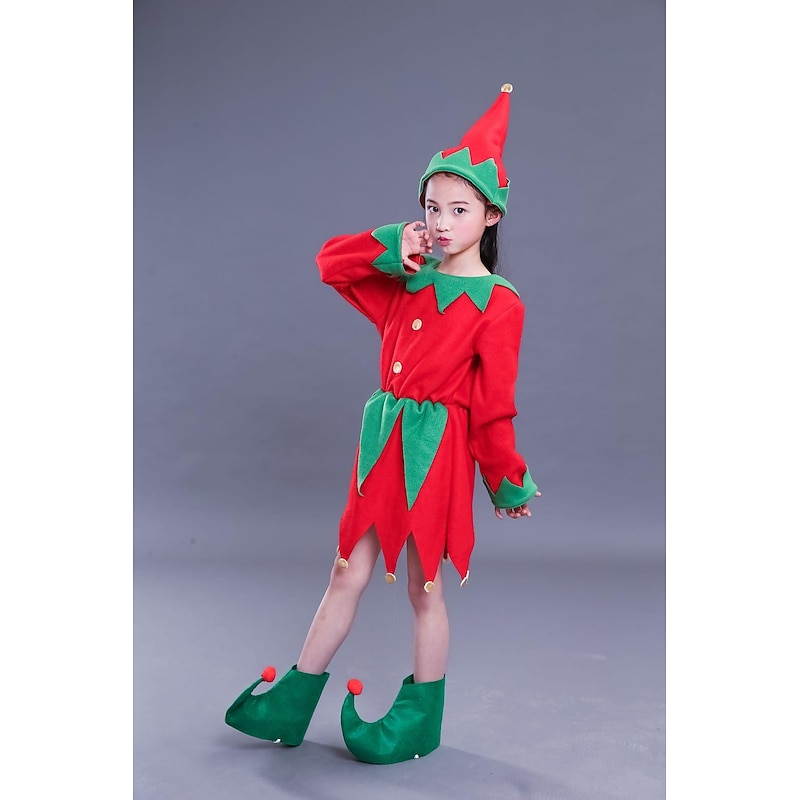 Santa Claus Elf Outfits Fancy Christmas Dress Men's Women's Boys' Girls' Christmas Cosplay Costume Kid's Adults' Christmas Christmas Eve Christmas Party Top Dress Pants Hat3