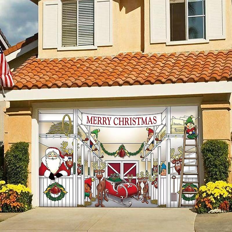 Christmas Garage Door Banner Large 2025 Christmas Backdrop Decoration Happy New Year Outdoor Cover Christmas Decor Banner for Holiday Christmas Background4