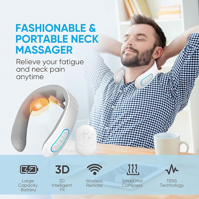 EMS Neck Acupoints Lymphvity Massage Device Intelligent Neck Massager for Pain Relief DeepTissue Electric Portable Lymphatic Drainage Massager with Heat 10 Modes 15 Levels Cordless2