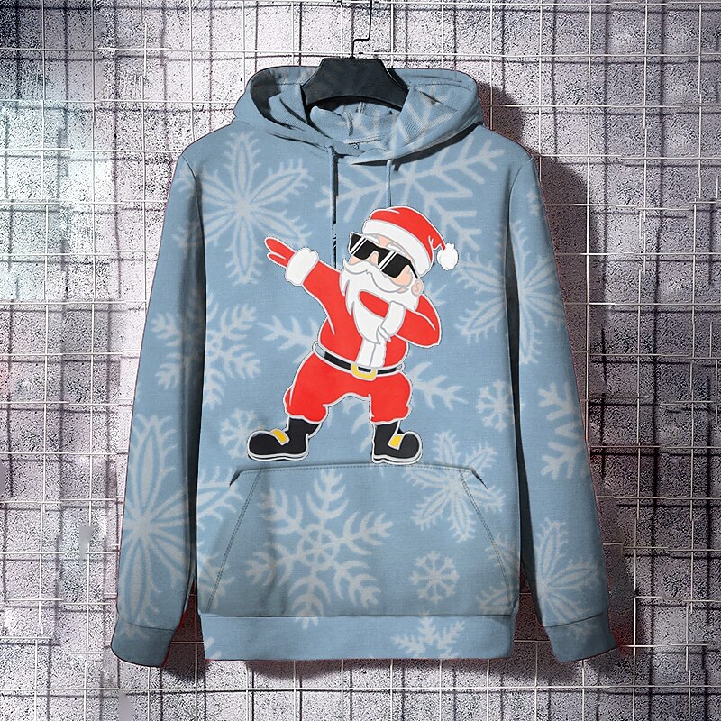 Christmas Men's Santa Claus 3D Hoodies Pullover Blue Purple Brown Gray Hooded Santa Claus Graphic Prints Print  Daily Sports 3D Print Basic2