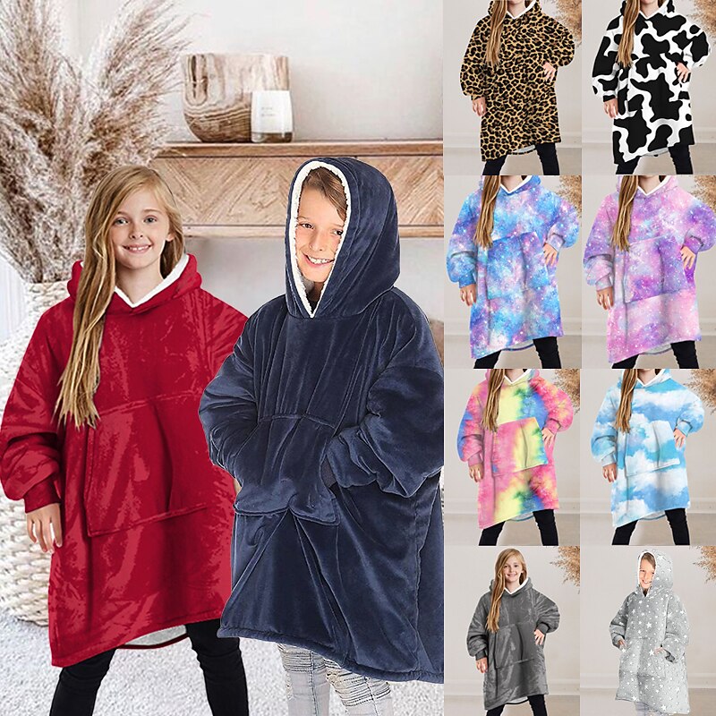 Unisex Boys Girls' 3D Solid Color Hoodie Long Sleeve Fall Winter Daily Basic Kids 8 years+ Indoor Regular Fit2