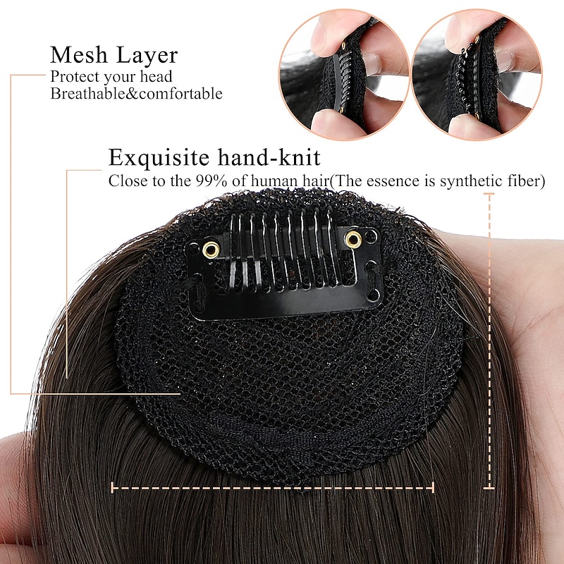 Clip in Bangs Hair Extenisons Natural Fringe Clip-on Front Neat Wispy Bangs Temple One Piece Hairpiece Accesory for Women3