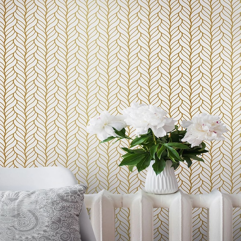 Geometric Wallpaper Yellow Peel and Stick Wallpaper Removable Pvc/Vinyl Self Adhesive 17.7''x118''in(45cmx300cm) / 45x300cm