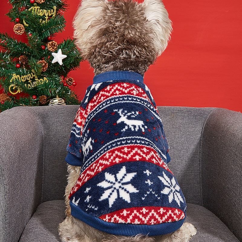 Christmas Pet Sweater Autumn And Winter Warm Simple Comfortable Print Cat Clothes Dog Clothes2
