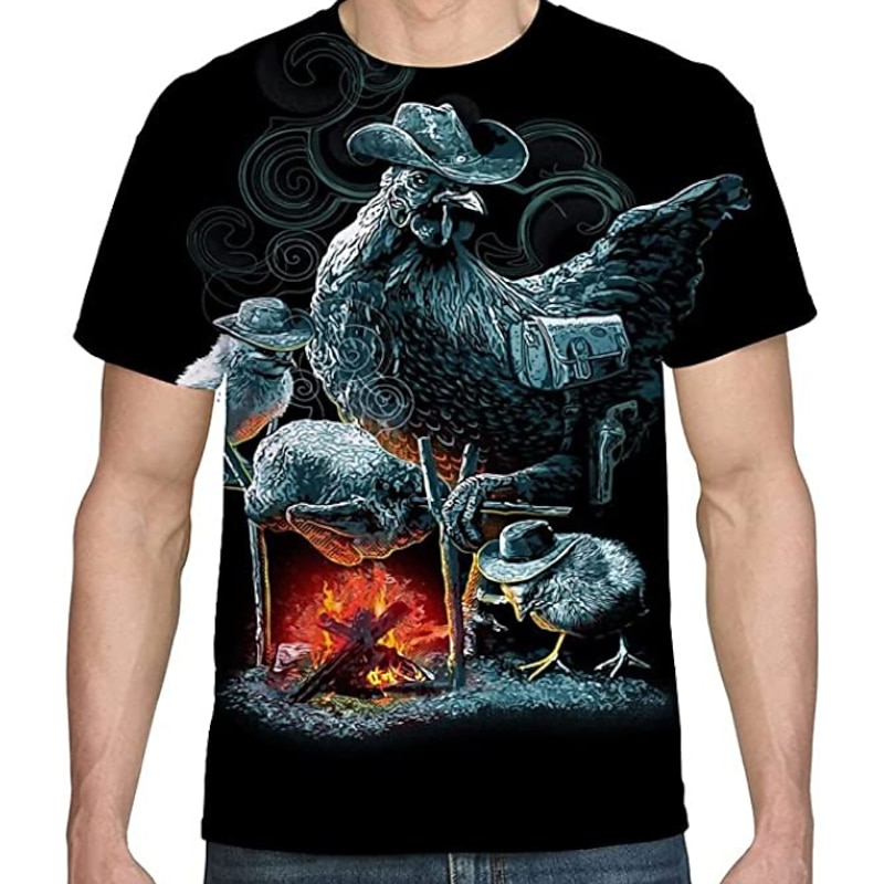 Veterans Day Men's Patriot Patriotic Veteran Animal Graphic Prints Chicken T shirt Funny T Shirts Short Sleeve T shirt 3D Print Round Neck Shirt Cute Designer Cartoon Daily Holiday A B C Summer4