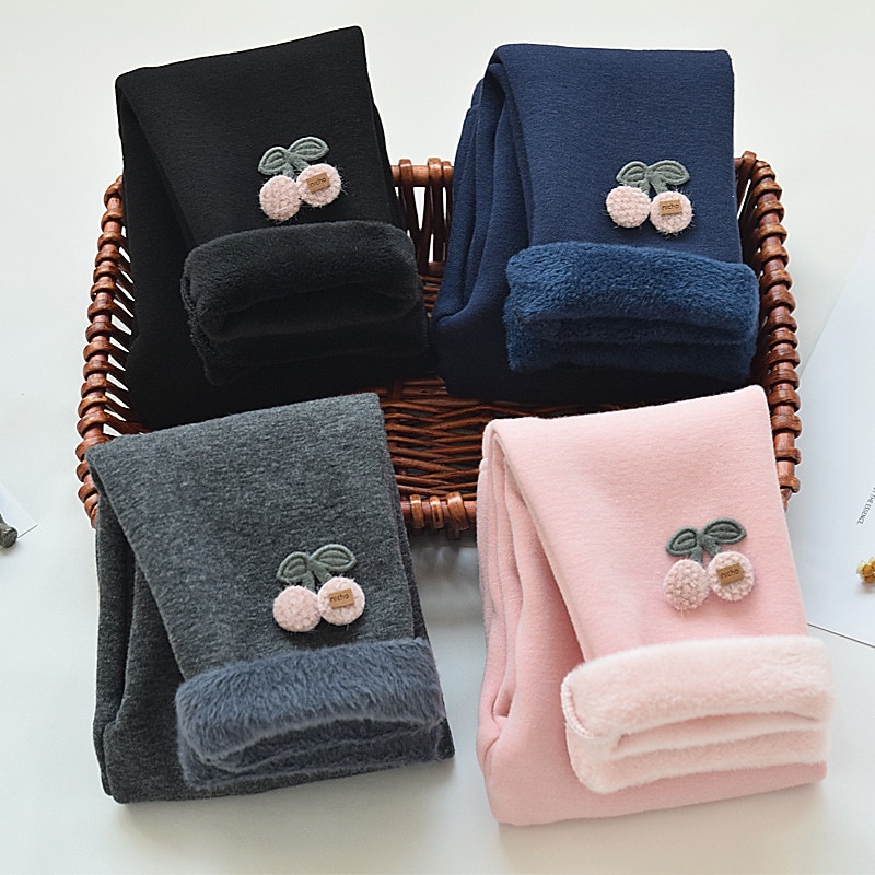 Toddler Girls' Fleece Lined Leggings Floral Active Outdoor 7-13 Years Fall Taro purple Black Pink - Main Image