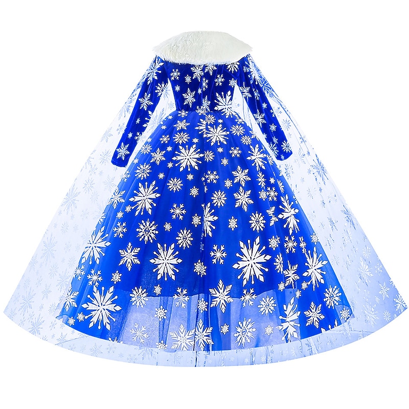 Frozen Fairytale Princess Elsa Flower Girl Dress Theme Party Costume Tulle Dresses Girls' Movie Cosplay Cosplay Halloween Blue Dress Halloween Carnival Masquerade Polyester World Book Day Costumes3