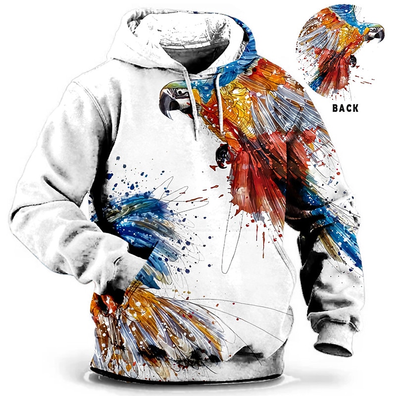 Men's Plus Size Pullover Hoodie Sweatshirt Big and Tall Animal Hooded Pocket Long Sleeve Spring &  Fall Fashion Streetwear Basic Comfortable Work Daily Wear Tops