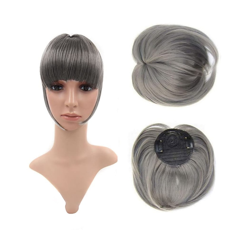 Hair Toppers Clip in Bangs Hair Extensions Synthetic Extension Bangs Wig Clip in Toupee Short Top Hairpieces for Women2