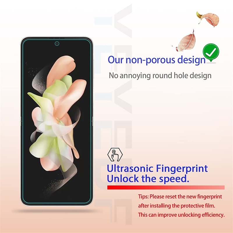 [2+2Pack] Screen Protector + Camera Lens Protector For Samsung Galaxy Z Flip 7 Z Flip 6 Z Flip 5 Z Flip 4 Z Flip 3 TPU Hydrogel 9H Hardness Anti Bubbles Anti-Fingerprint High Definition Explosion4
