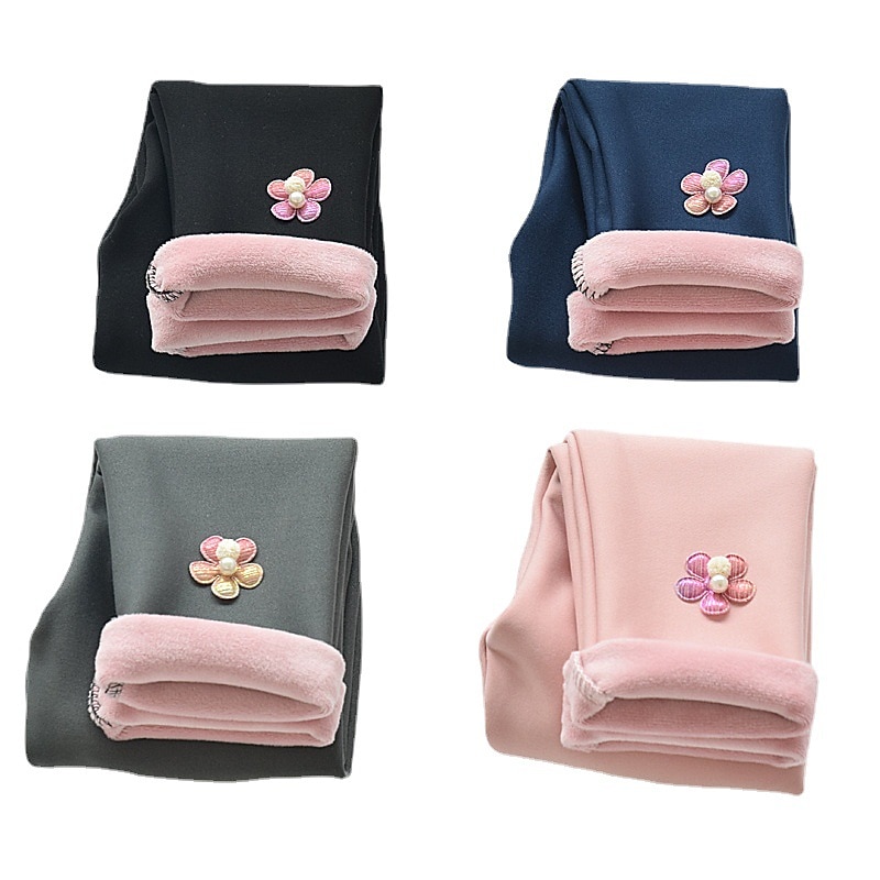 Toddler Girls' Leggings Floral Cute Outdoor Cotton 3-7 Years Fall Black Pink Navy Blue