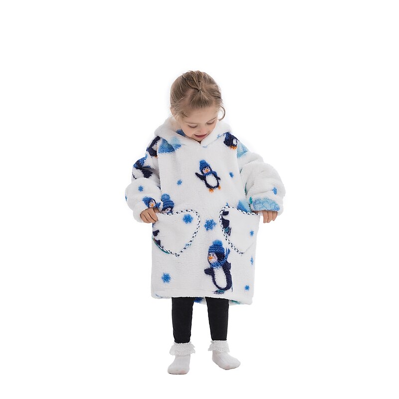 Kid's Adults' Animal Oversized Hoodie Blanket Wearable Blanket With Pocket Penguin Onesie Pajamas Kigurumi Pajamas For Men's Women's Boys Christmas New Year Cartoon2