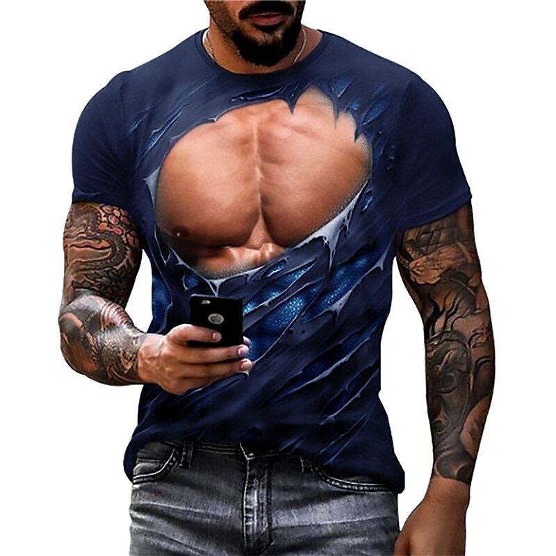 Men's Plus Size T shirt Tee Big and Tall Graphic Crew Neck Print Short Sleeve Summer Designer Casual Muscle Big and Tall Daily Holiday Tops3