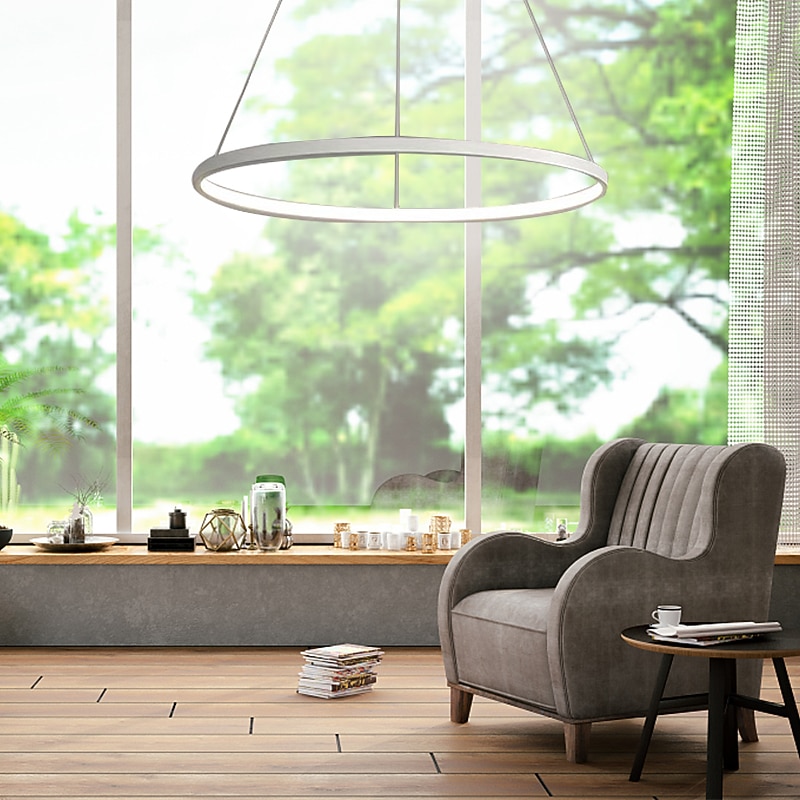 60 80 cm LED Pendant Light Circle Design Unique Design Metal Painted Finishes Contemporary Modern 110-120V 220-240V ONLY DIMMABLE WITH REMOTE CONTROL2