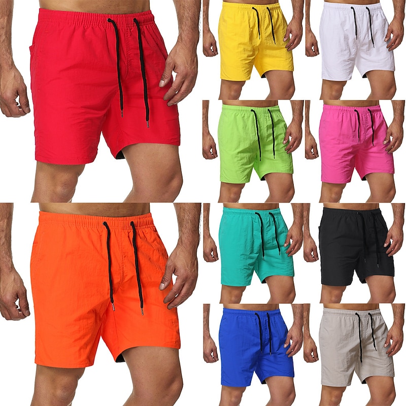 Men's Swim Shorts Swim Trunks Board Shorts Beach Shorts Running Shorts Drawstring Elastic Waist Plain Print Quick Dry Outdoor Short Casual Beach Cotton Blend Shorts Casual / Sporty Green Black