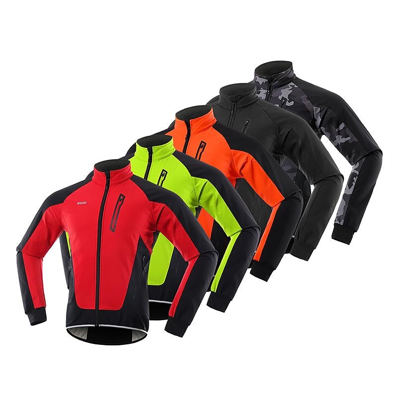 Arsuxeo Men's Cycling Jacket Windbreaker Fleece Jacket Thermal Warm Windproof Fleece Lining Breathable Bike Jacket Mountain Bike MTB Road Bike Cycling City Bike Cycling Green Black Blue Bike Wear2
