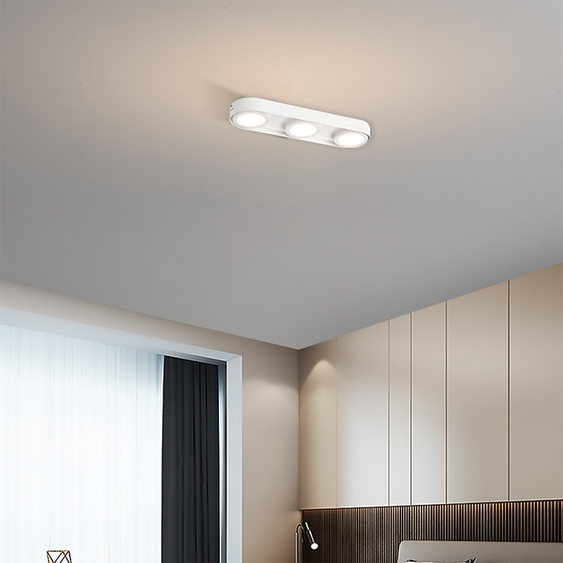 Dimmable Ceiling Lights 24.5cm 3-Light LED Flush Mount Ceiling Light Bar 500lm 5W Simple Lamp for Bedroom Hallway Kitchen Gallery Low Ceilings Areas Black White2