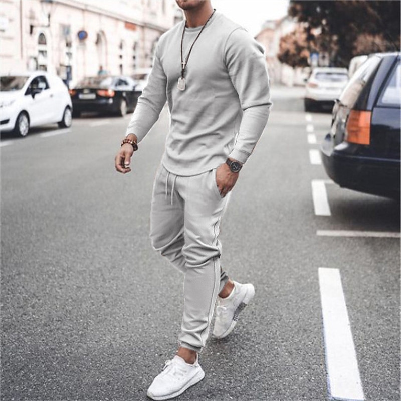 Men's T-shirt Suits Tracksuit Tennis Shirt Shorts and T Shirt Set Long Sleeve Crew Neck Spring &  Fall Solid Colored Sports Designer Classic Drawstring 2 Piece Outdoor Street Daily Black White Pink4