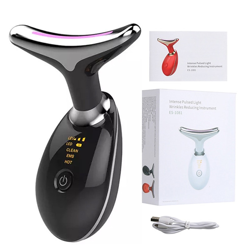 EMS Microcurrent Face Neck Beauty Device LED Photon Firming Rejuvenation Anti Wrinkle Thin Double Chin Skin Care Facial Massager 21