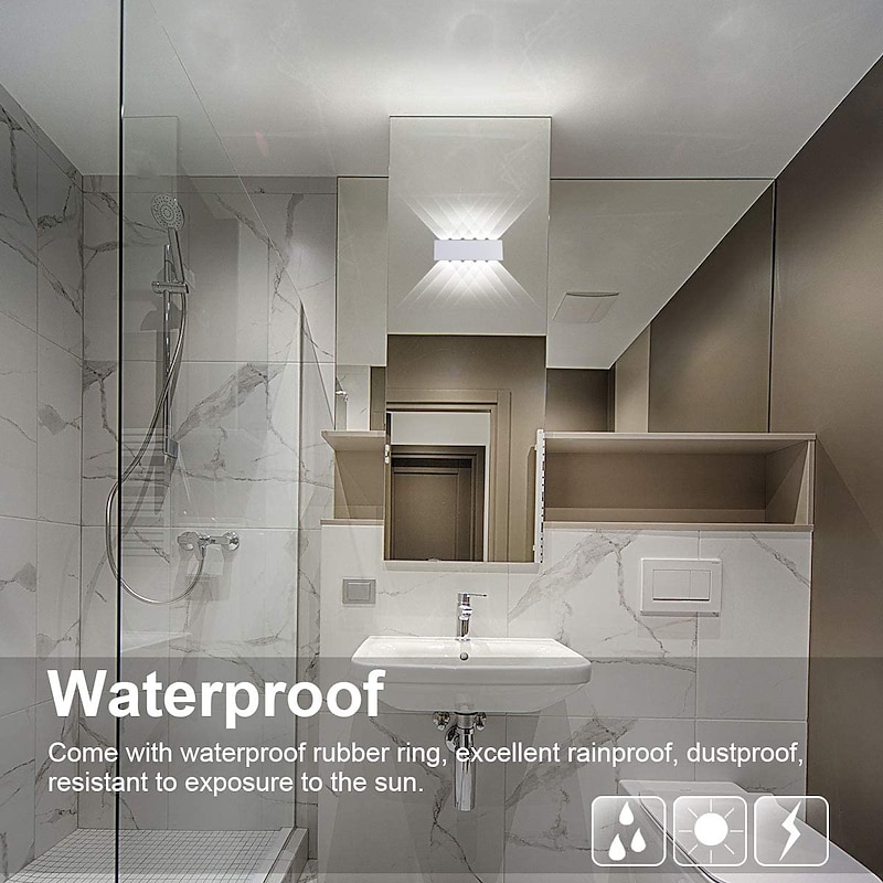 Led Outdoor/Indoor, Waterproof Modern Wall Lamp LED Wall Lamp Lights Up and Down the Bathroom Porch Stair Hotel Outdoor Garden AC85-265V3