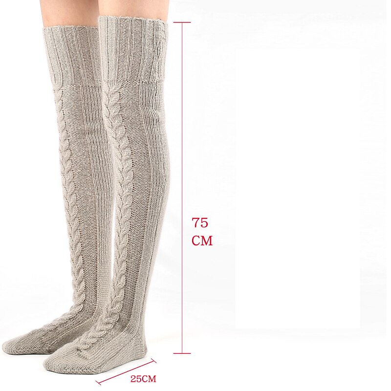 Women's Cable Knitted THigh High Boot Socks Extra Long Winter Stockings Over Knee Leg Warmers Floor Socks Wool2