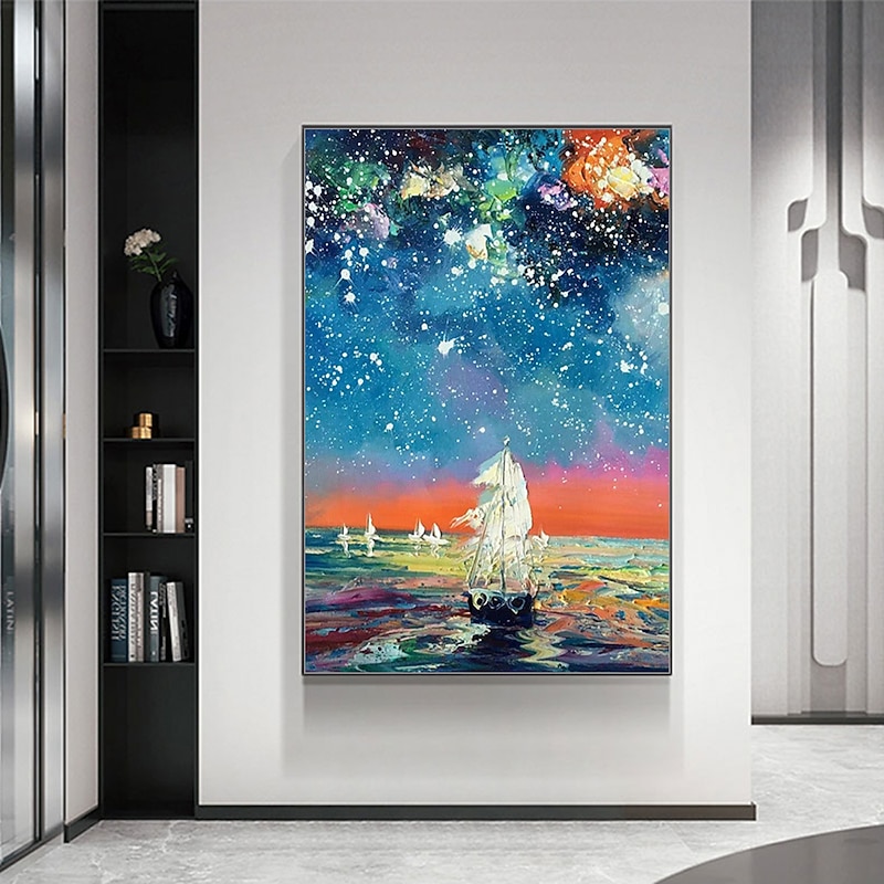 Mintura Handmade Stars Landscape Oil Paintings On Canvas Wall Art Decoration Modern Abstract Picture For Home Decor Rolled Frameless Unstretched Painting4
