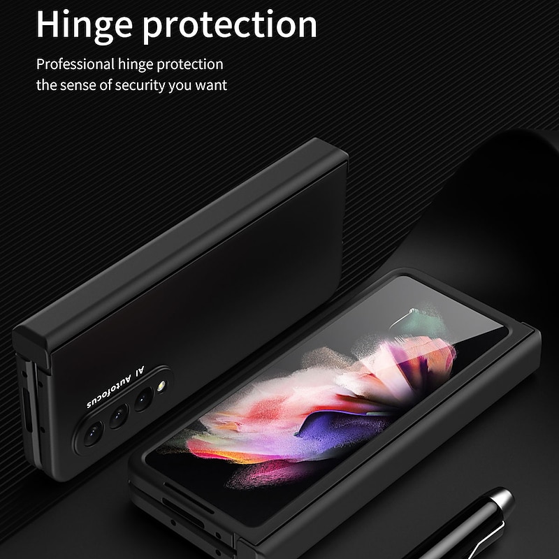Phone Case For Samsung Galaxy Z Fold 7 Z Fold 5 Z Fold 4 Z Fold 3 Flip Bumper Frame Flip Full Body Protective Solid Colored PC4