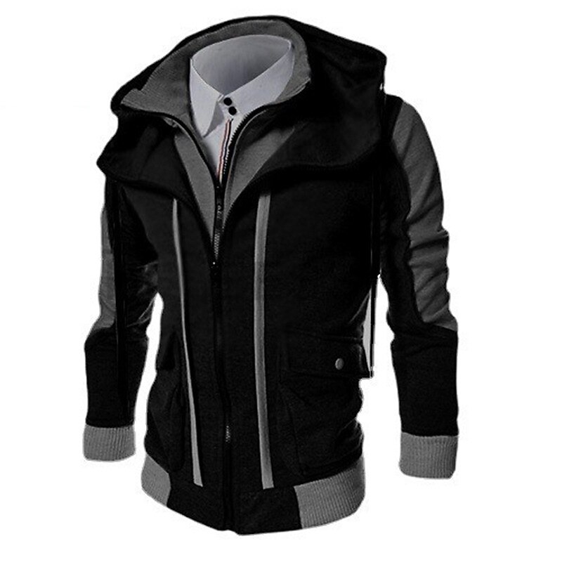 Men's Hoodie Zip Up Hoodie Sweat Jacket Black Light Grey Dark Gray Hooded Color Block Going out Cool Essential Spring Fall Clothing Apparel Hoodies Sweatshirts  Long Sleeve2