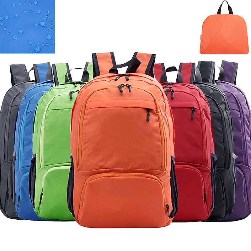 20 L Hiking Backpack Lightweight Packable Backpack Daypack Windproof Rain Waterproof Quick Dry Foldable Lightweight Outdoor Hunting Fishing Hiking Climbing Nylon Black Light Green Red