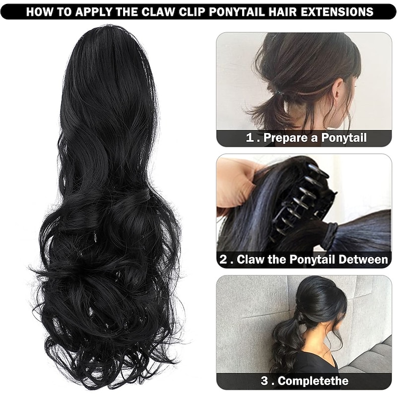 Claw Clip Ponytail Extension 18 Clip in Wavy Ponytail Hair Extensions Long Pony Tails for Women Extensions Ash Blonde Mix Light Bleach Blonde Wave Hairpiece4