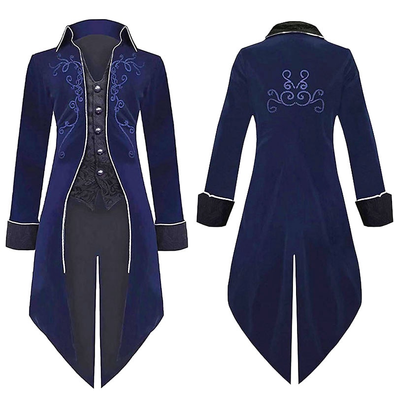 Retro Vintage Punk & Gothic Medieval Coat Tailcoat Prince Vampire Nobleman Fancy Dress Men's Royal Steampunk Carnival Masquerade Party / Evening Adults' Coat4