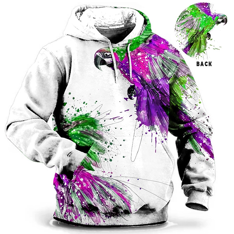 Men's Plus Size Pullover Hoodie Sweatshirt Big and Tall Animal Hooded Pocket Long Sleeve Spring &  Fall Fashion Streetwear Basic Comfortable Work Daily Wear Tops2