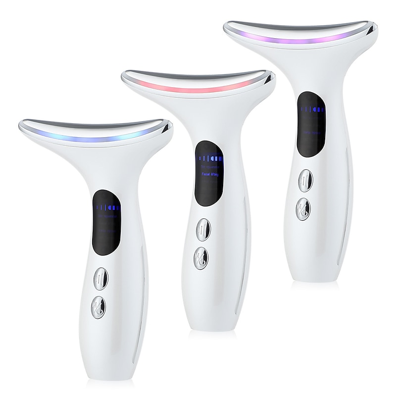 EMS Microcurrent Face Neck Beauty Device LED Photon Firming Rejuvenation Anti Wrinkle Thin Double Chin Skin Care Facial Massager 12
