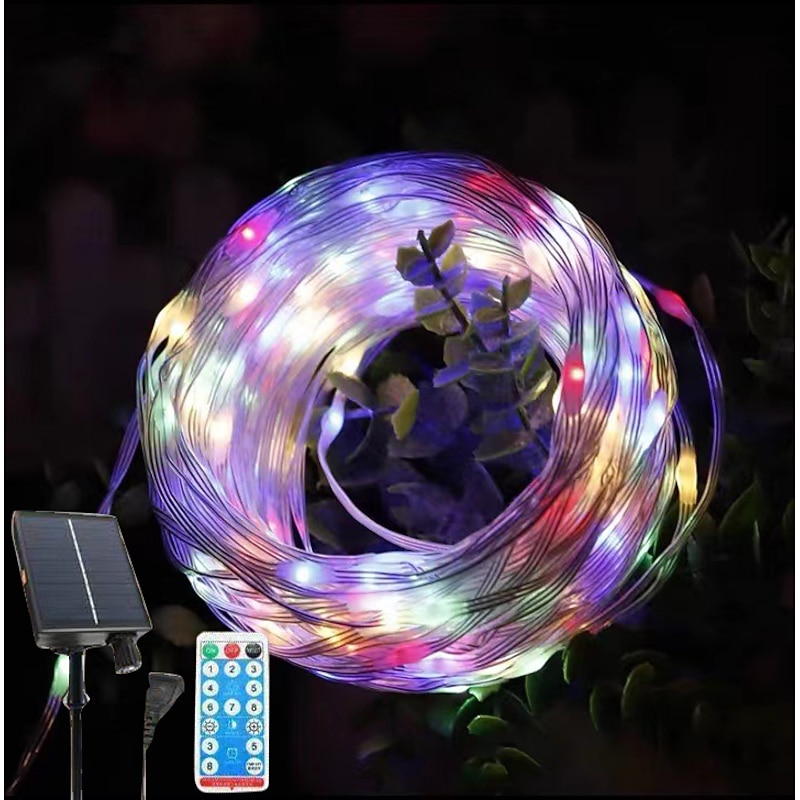 Waterproof Solar String Lights Outdoor 10/20M, 100/200 LEDs with Remote, 8 Modes Fairy Lights for Garden Wedding Tree Christmas Window Decoration2