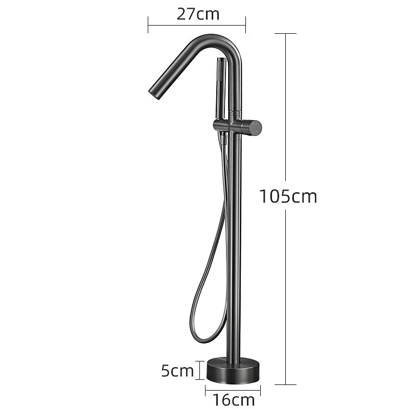 Bathtub Faucet Floor Mount Freestanding Tub Filler Brass High Flow Shower Faucets with Handheld Shower Mixer Taps Swivel Spout2