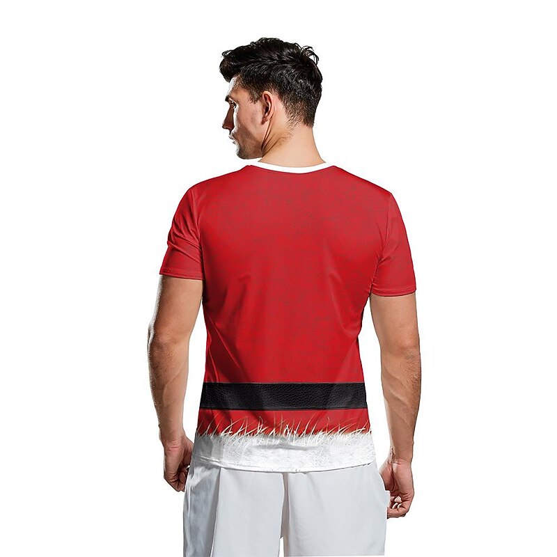 Christmas Santa Claus Cosplay Costume T-shirt Pullover Pattern Graphic T-shirt For Couple's Men's Women's Adults' 3D Print Casual Daily4