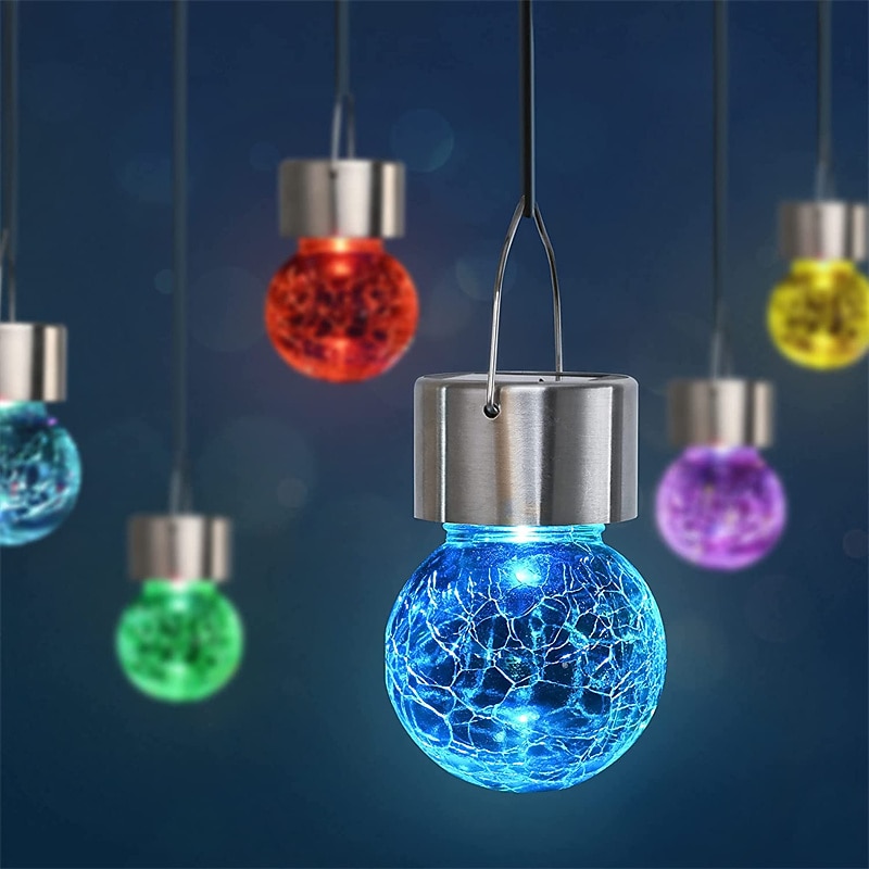 Christmas Outdoor Cracked Glass Solar Lights, Solar Garden Lights Waterproof LED Hanging Globe Lights for Christmas Outdoor Garden & Patio Christmas Decor3