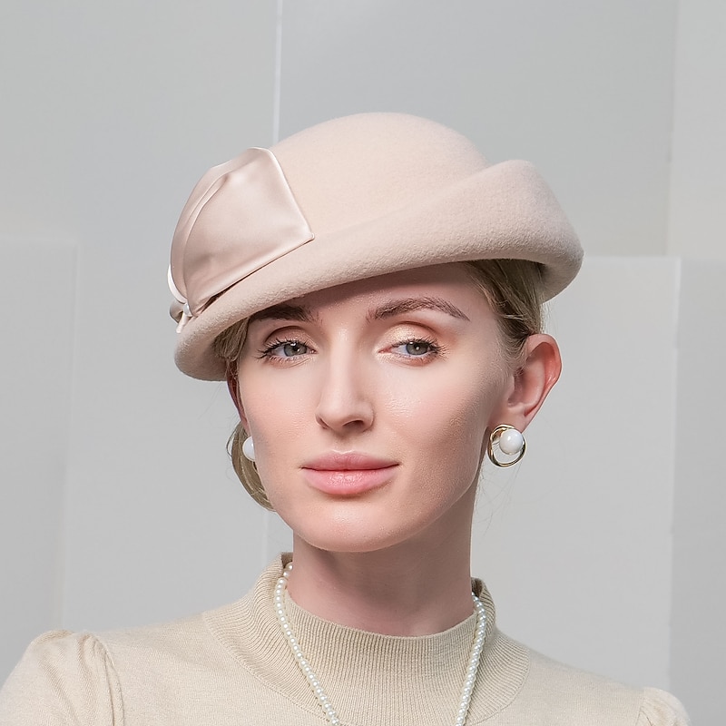 Fashion Elegant 100% Wool Hats with Pure Color 1PC Special Occasion / Party / Evening Headpiece