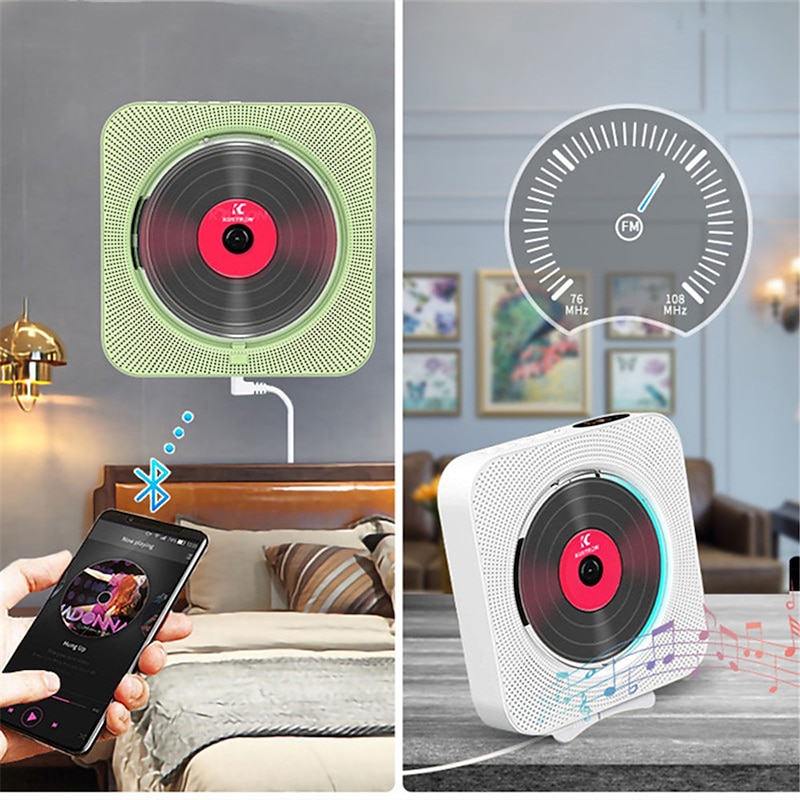 2023 New Upgrade Bluetooth CD Player with Dust Protection and LED Screen 3.5 mm AUX Socket with Remote Control Home Audio FM Radio USB MP3 Music Player4