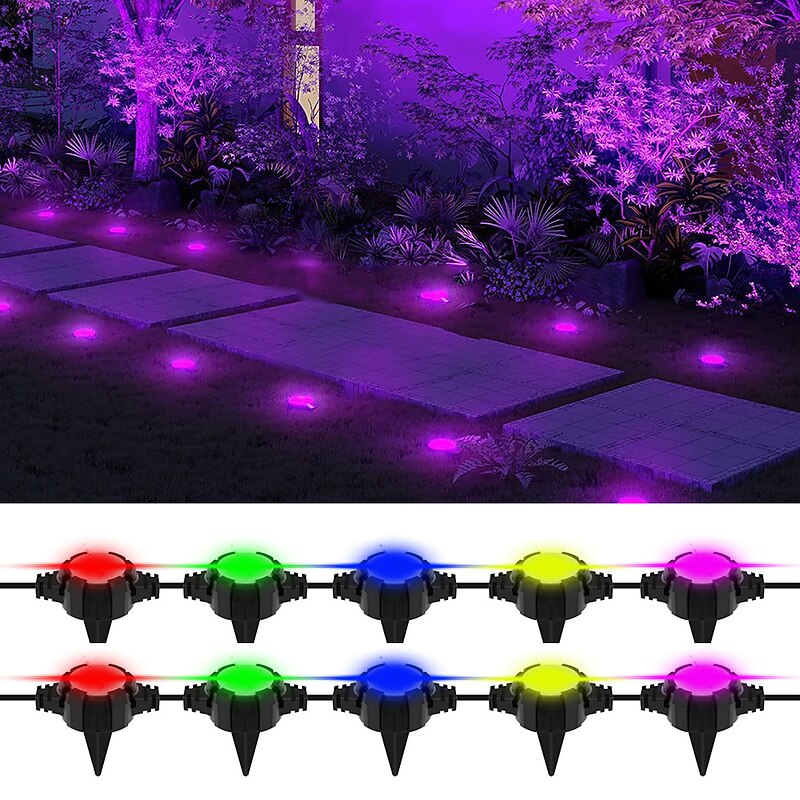 Permanent Outdoor Lights Solar Ground Lights Outdoor Garden Disk Lights Smart LED Pathway Light Bluetooth RGB IP67 Waterproof with Remote Control 16LEDs Outdoor Courtyard Yard Deck Walkway Lawn 1 Set2