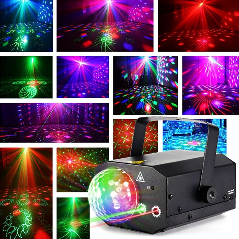 16 Patterns La-ser Projector RGB Stage Light Disco LED Magic Ball Party Lights Souns Active Music Center Strobe Lamp with Remote3