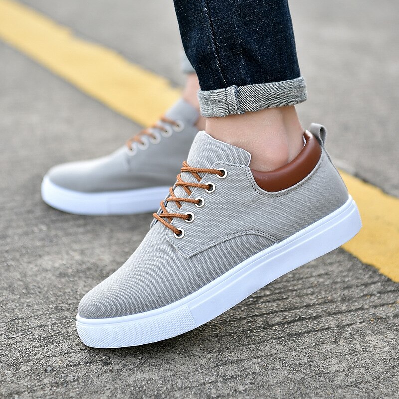 Men's Sneakers Plus Size Skate Shoes White Shoes Walking Sporty Classic Casual Outdoor Daily Canvas Breathable Loafer Black White Color Block Summer Spring 5
