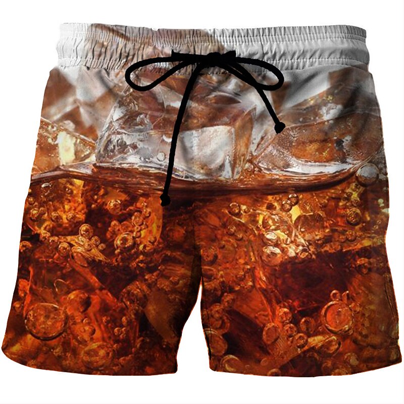 Men's Graphic Prints Beer Swim Trunks Swim Shorts Board Shorts Mid Waist Fashion Streetwear Casual Outdoor Daily Holiday Pocket Drawstring Elastic Waist Designer Clothing Apparel