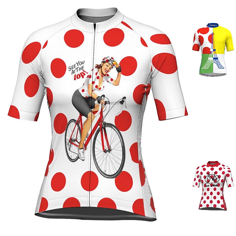 Women's Cycling Jersey Graphic Polka Dot Funny Short Sleeve Bike Jersey Top with 3 Rear Pockets Mountain Bike MTB Road Bike Cycling Quick Dry Reflective Strips Back Pocket Moisture Wicking Sports - Main Image
