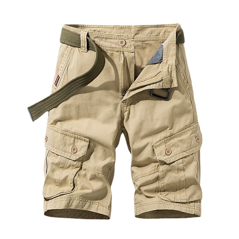 Men's Cargo Shorts Shorts Hiking Shorts 6 Pocket Plain Comfort Breathable Knee Length Casual Daily Streetwear 100% Cotton Sports Fashion Blue Green Micro-elastic